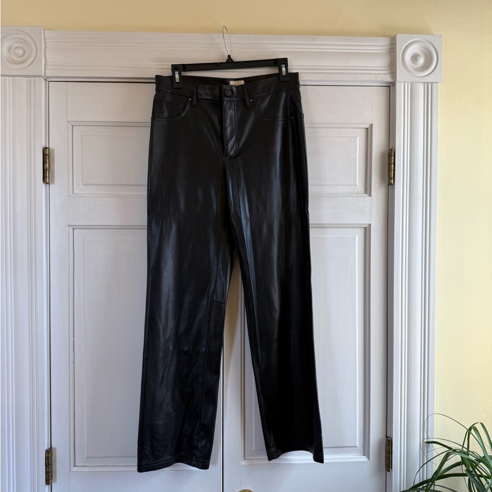 Alice + Olivia Black Soft Faux Leather Jeans